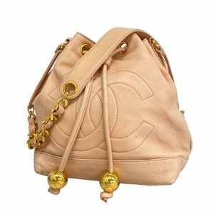 CHANEL Pink Lambskin Leather Shoulder Bag